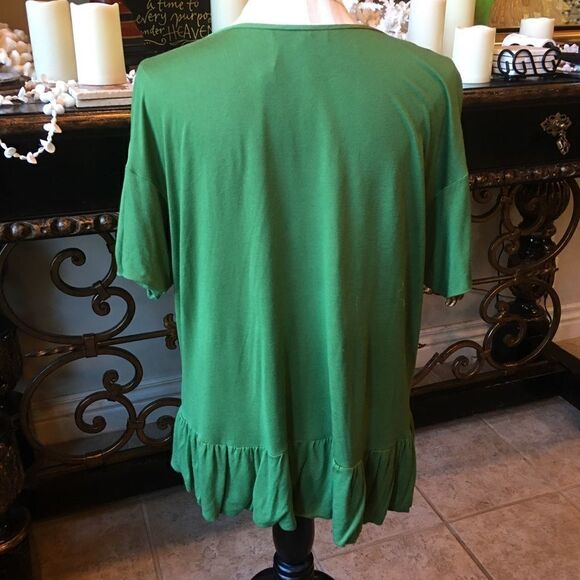 TIBI GREEN Ruffle Hem Top size L - Picture 2 of 8